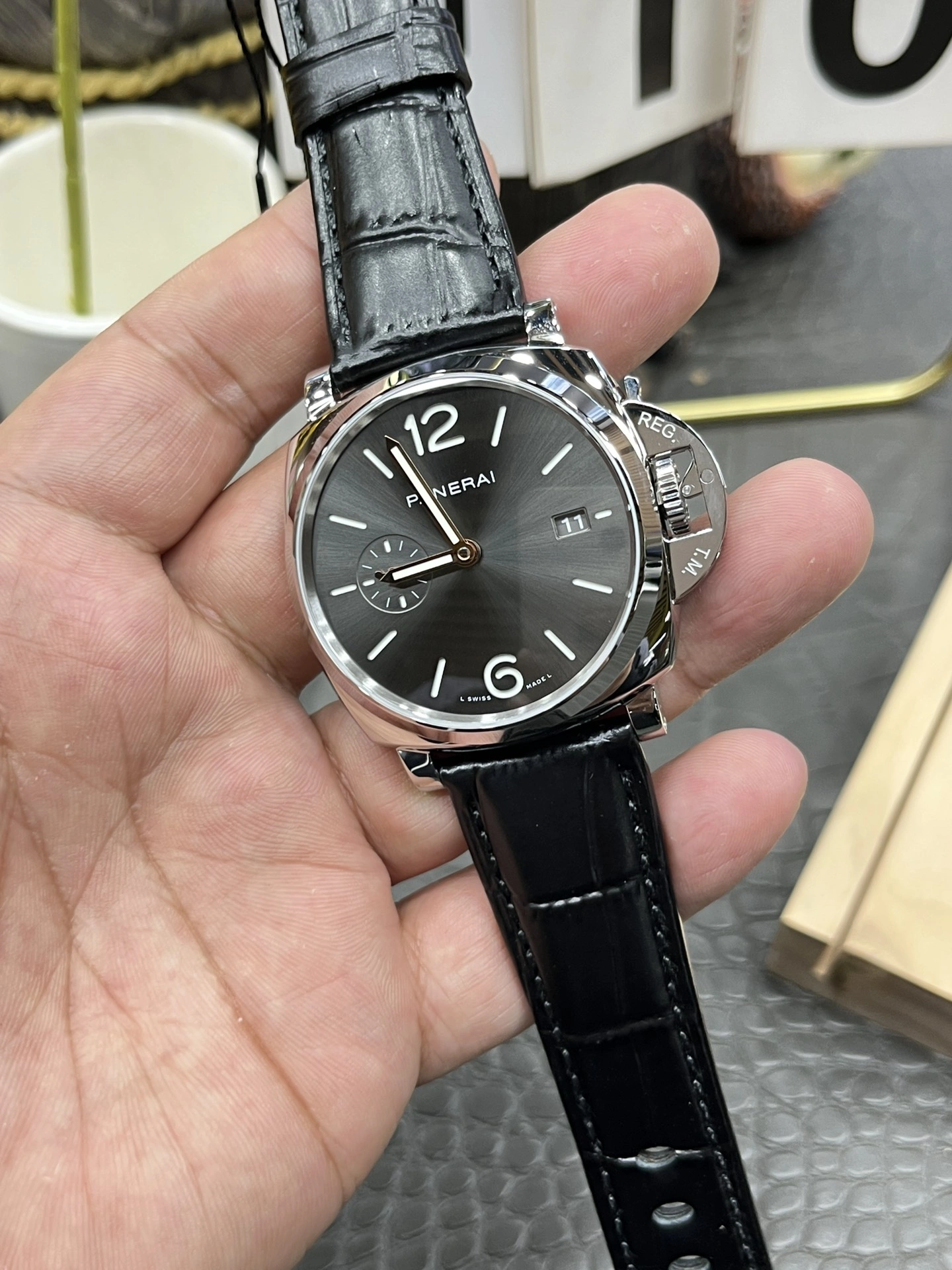 CBD Factory Panerai Luminor Due 42mm Grey Dial Black Leather Strap Smooth Bezel(PAM01250)1:1 Super Clone – DDP.900 Movement Bold 358